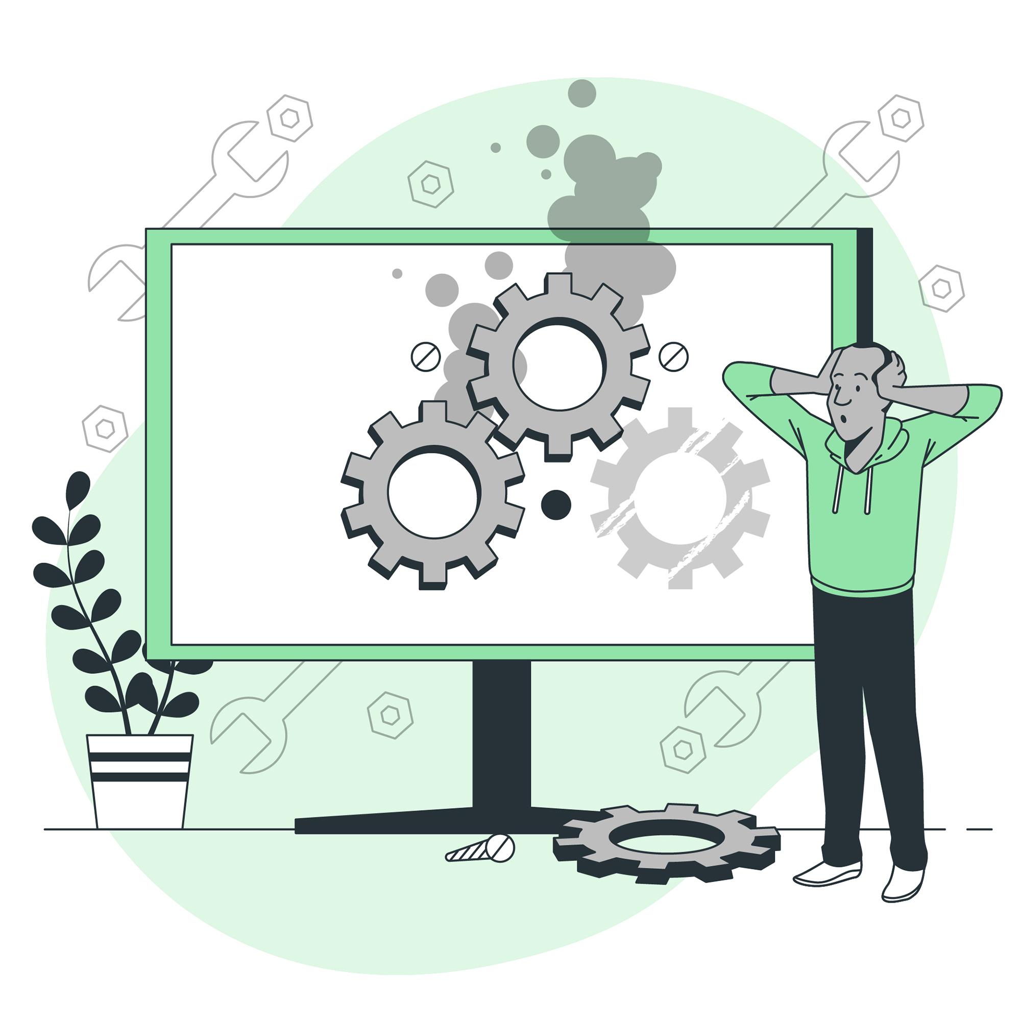 Engineer troubleshooting IIS server issues with diagnostic tools