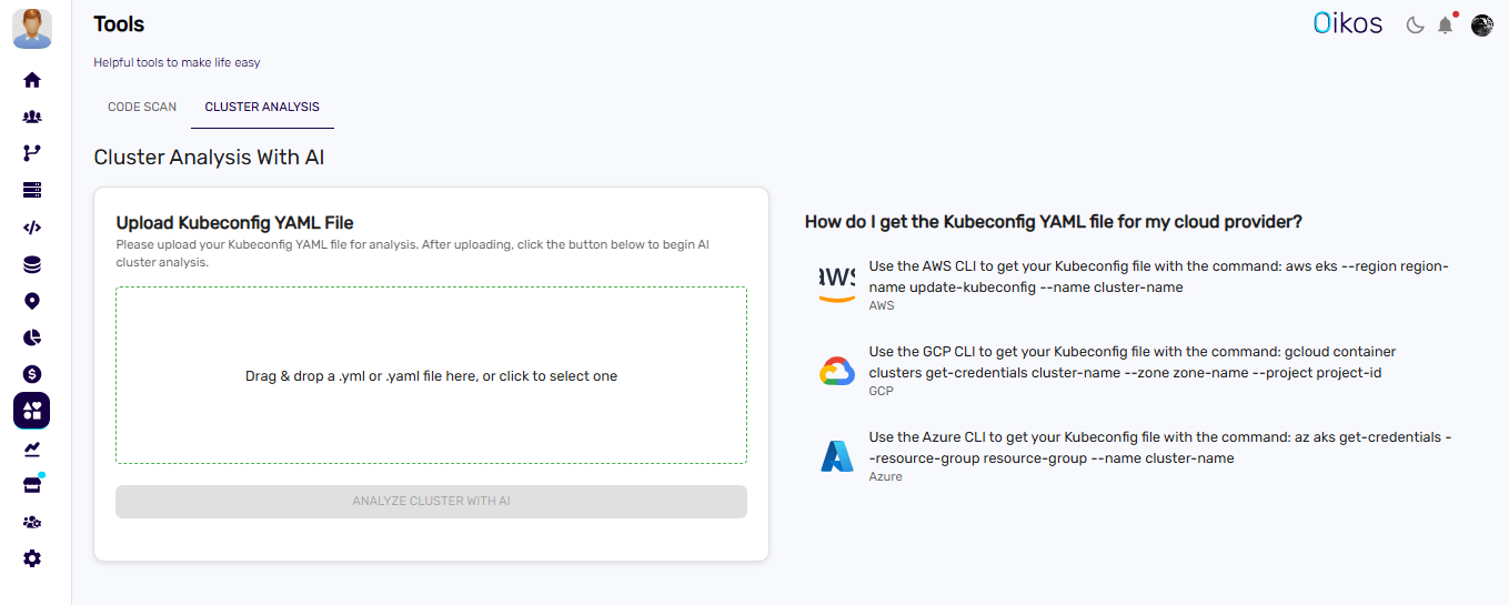 Upload cluster config YAML
