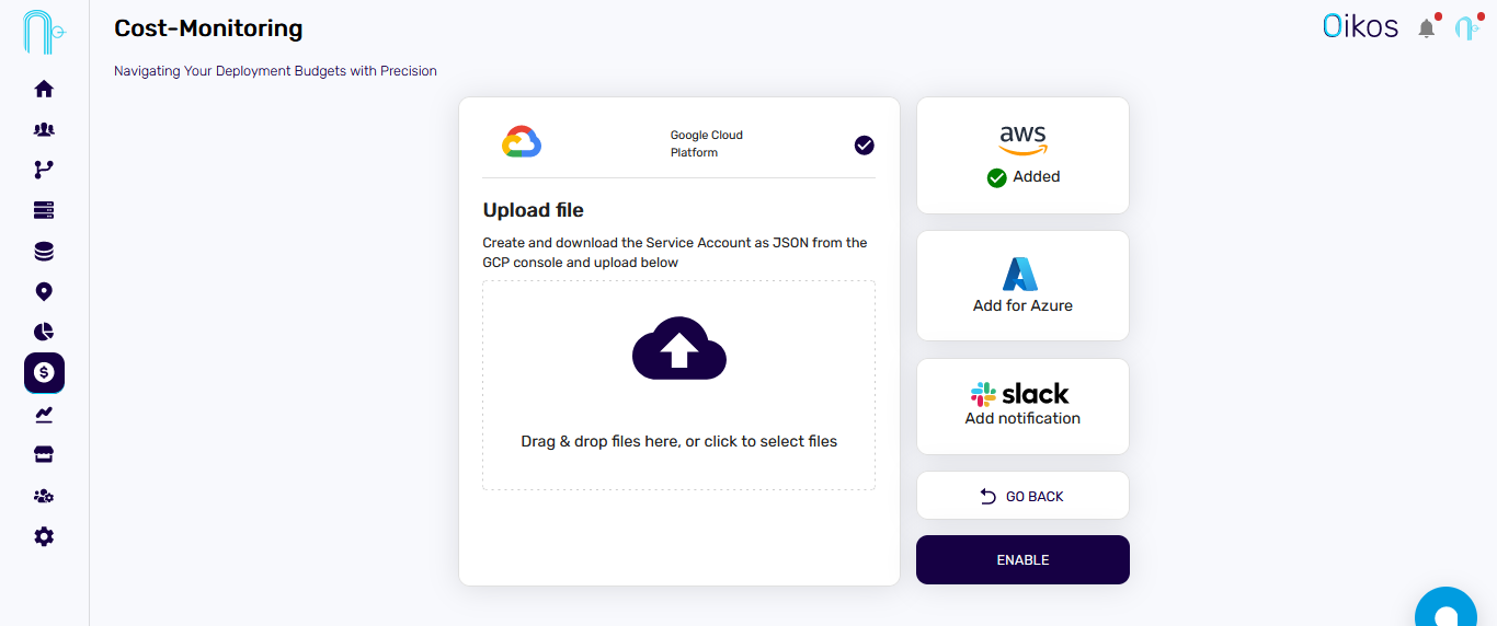 Upload GCP Service Account JSON